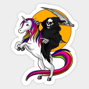 Grim Reaper Riding Unicorn Sticker